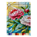 Floral Stained Glass Suede House Flag - The Flag Lady