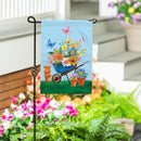 Floral Wheelbarrow Delight Burlap Garden Flag - The Flag Lady