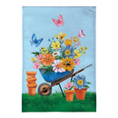 Floral Wheelbarrow Delight Burlap Garden Flag - The Flag Lady