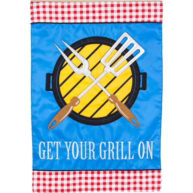 "Get Your Grill On" Applique and Linen Banner - The Flag Lady