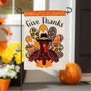 Give Thanks Patterned Turkey Applique Garden Flag - The Flag Lady