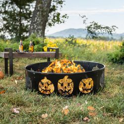 Halloween Jack - O - Lantern Metal Fire Ring - The Flag Lady