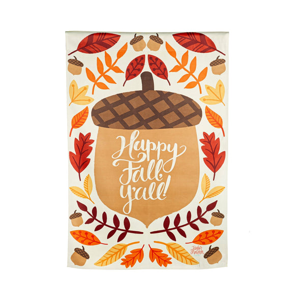 Happy Fall Acorn Suede Banner Flag - The Flag Lady