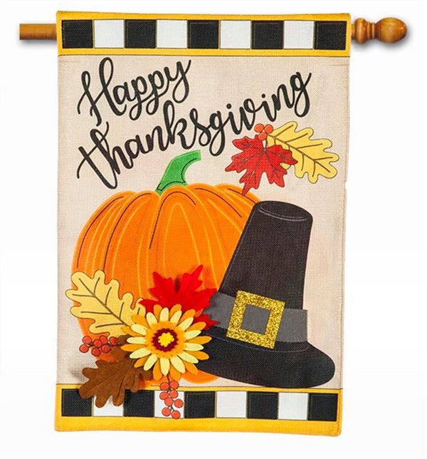 Happy Thanksgiving Burlap Banner - The Flag Lady