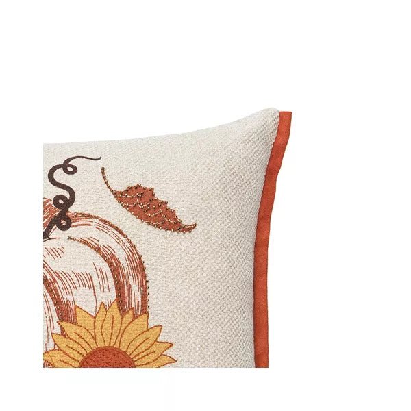 Harvest Time Pumpkin Embellished Fall Throw Pillow - The Flag Lady