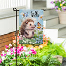 Hedgehog & Daisies Burlap Garden Flag - The Flag Lady