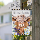 Highland Cow Welcome Friends Applique Garden Flag - The Flag Lady