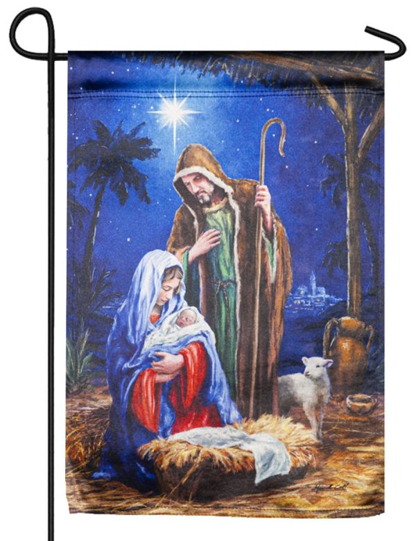 Holy Night Nativity Lustre Garden Flag - The Flag Lady