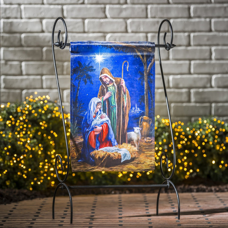 Holy Night Nativity Lustre Garden Flag - The Flag Lady