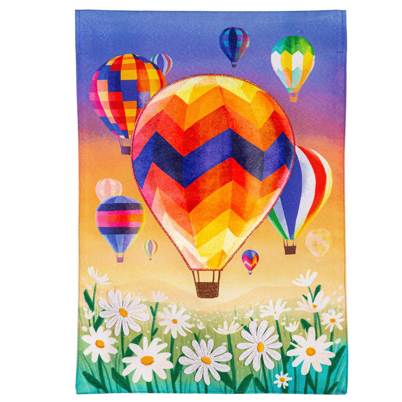 Hot Air Balloon Linen Garden Flag - The Flag Lady