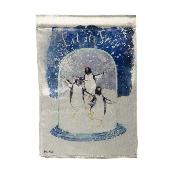 Let It Snow Penguin Lustre Garden Flag - The Flag Lady