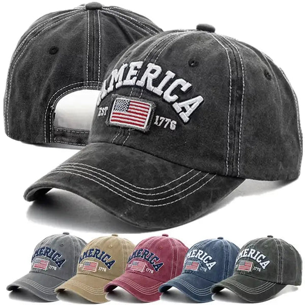 Letter Embroidery Unisex Vintage Baseball Cap - Assorted - The Flag Lady