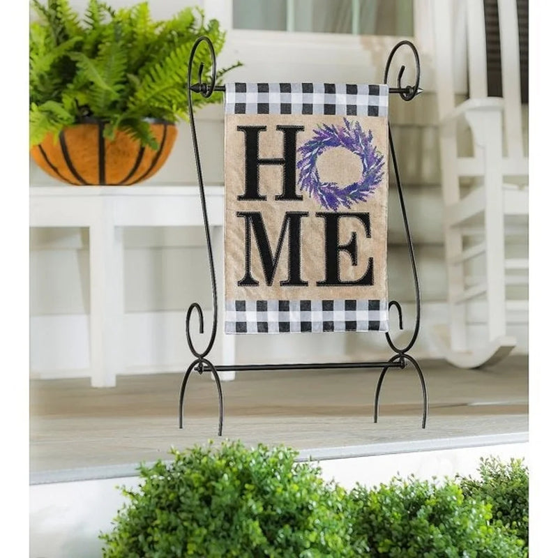 HOME Lavender Wreath Burlap Banner