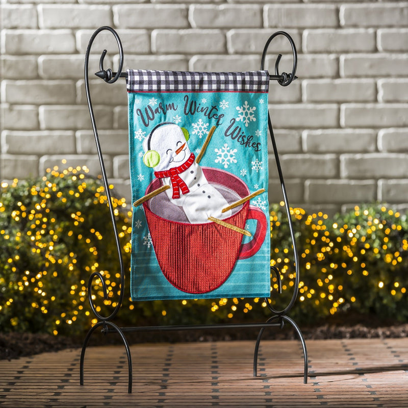 Marshmallow Snowman Linen Garden Flag - The Flag Lady