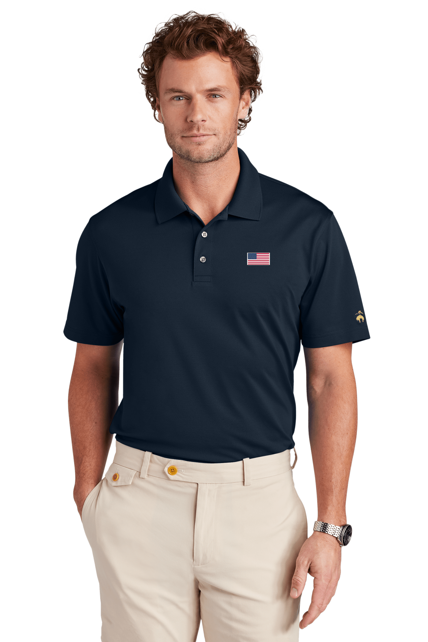 Men's USA Flag Mesh Pique Performance Polo