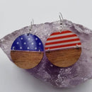 Mixed Acrylic Wood Patriotic Earrings - The Flag Lady