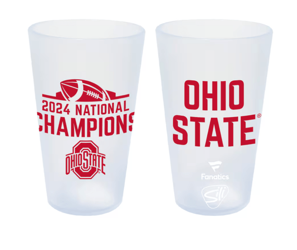 National Champions OSU Buckeyes 16oz. Silicone Pint Glass (Clear) - The Flag Lady