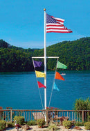 Nautical Single Mast Series External Single Revolving w/ Yardarm Flagpoles - The Flag Lady