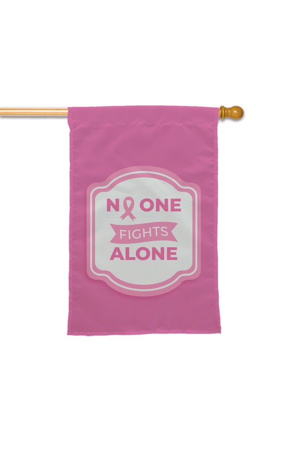 No One Fights Alone Breast Cancer Banner Double Sided - The Flag Lady