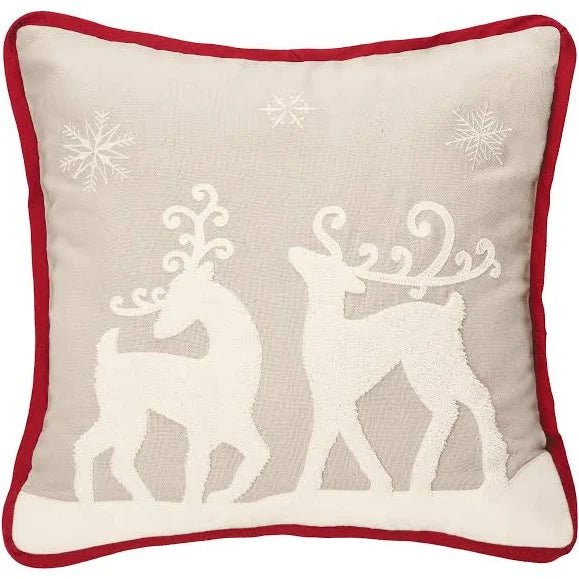 Nordic Deer Friends Red and Gray Pillow - The Flag Lady