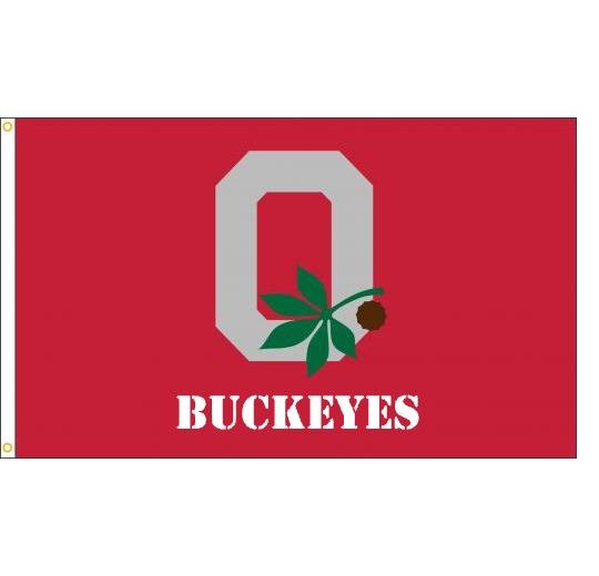 Ohio State Block O Leaf & Nut Flag Personalized - The Flag Lady