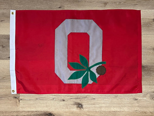 Ohio State Buckeyes Block O Leaf & Nut Flags - The Flag Lady