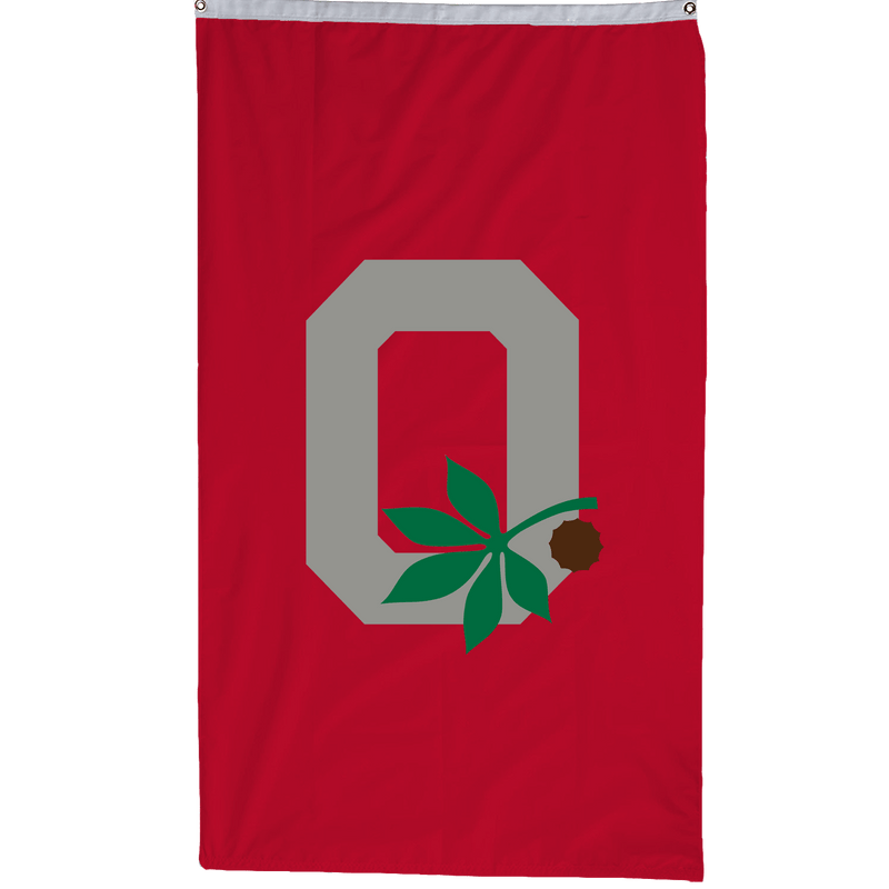 Ohio State Buckeyes Block O Leaf & Nut Vertical Flags - The Flag Lady