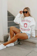 OHIO STATE BUCKEYES PLAY ON PREMIUM FLEECE DROP SHOULDER CREWNECK PULLOVER - The Flag Lady