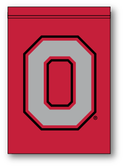 Ohio State Red Outlined Block O Garden Flag - The Flag Lady