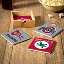 Ohio State University Ceramic Coaster Set w/ Wood Caddy - The Flag Lady