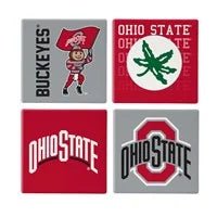 Ohio State University Ceramic Coaster Set w/ Wood Caddy - The Flag Lady