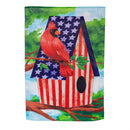 Patriotic Cardinal Birdhouse Suede Garden Flag - The Flag Lady