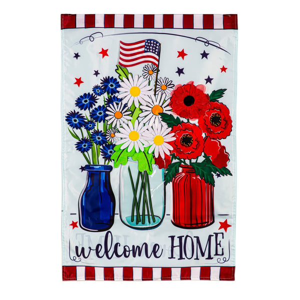 Patriotic Floral House Flag - The Flag Lady