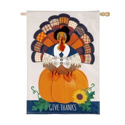 Patterned Turkey Burlap Banner - The Flag Lady