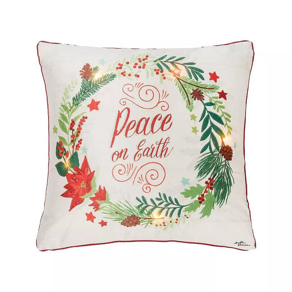 Peace on Earth Lighted Christmas Pillow - The Flag Lady