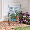 Pollinator Garden Watering Can & Plants Suede Garden Flag - The Flag Lady