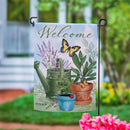 Pollinator Garden Watering Can & Plants Suede Garden Flag - The Flag Lady