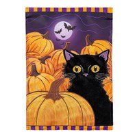 Pumpkin Patch Cat Applique Garden Flag - The Flag Lady
