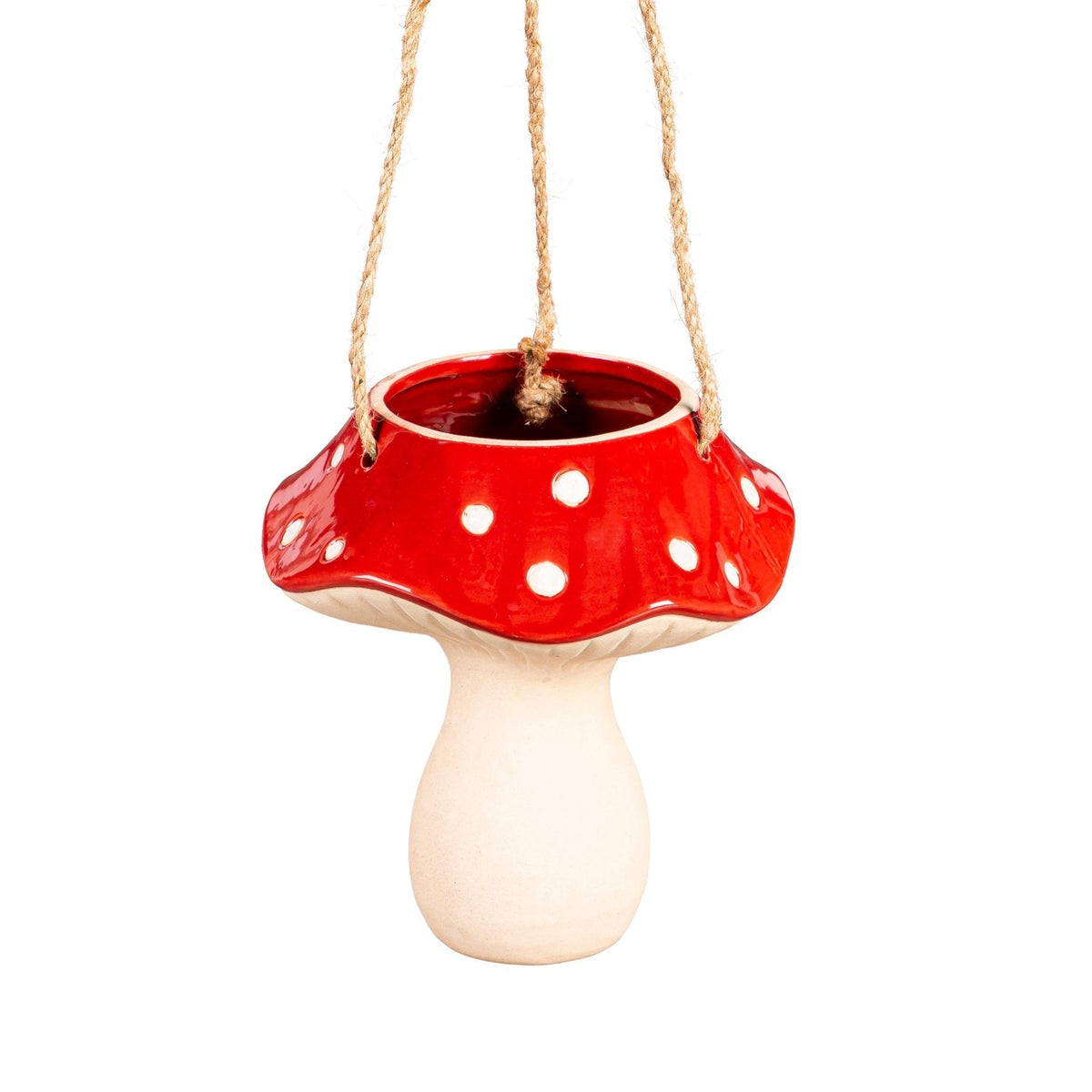 merry mushroom hanging planter Red Mushroom Ceramic Hanging Planter