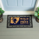 Red White & Bloom Flocked Coir Sassafras Switch Mat, "Wild & Free", 22"x10" - The Flag Lady
