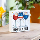Red White & Bloom Sign Wood Block, Red Wine & Blue, 6"x6" - The Flag Lady