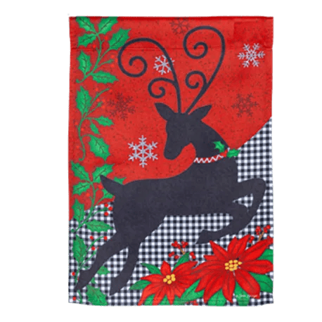 Reindeer Silhouette Suede Garden Flag - The Flag Lady