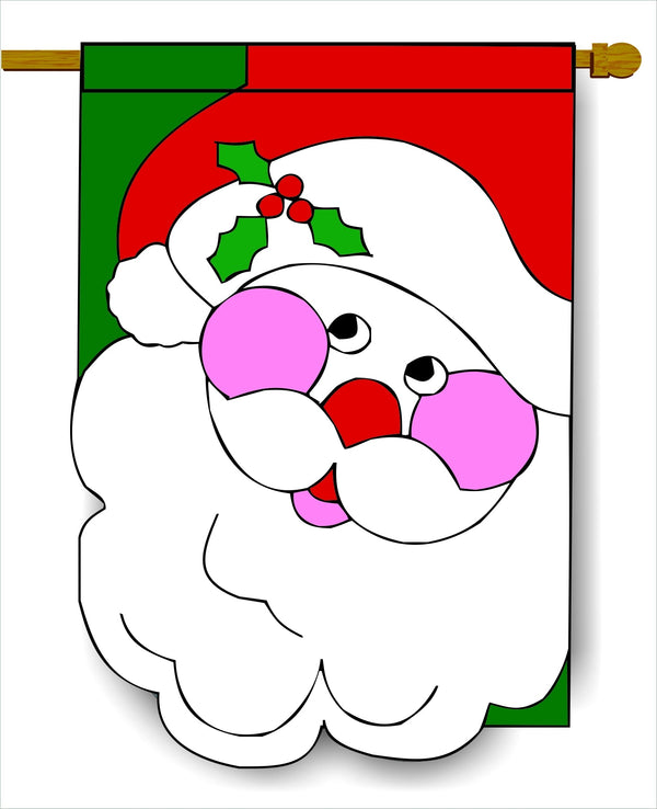 Santa Face Banner Flag 28 x 40 inch Christmas - The Flag Lady