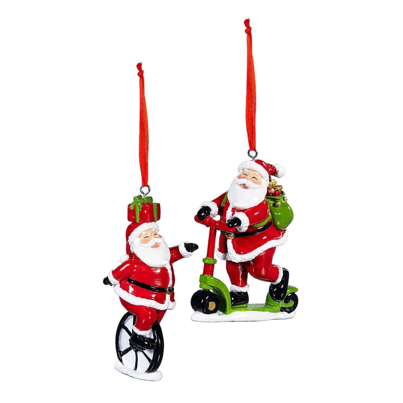 Santa Riding Unicycle/Scooter Ornament - The Flag Lady