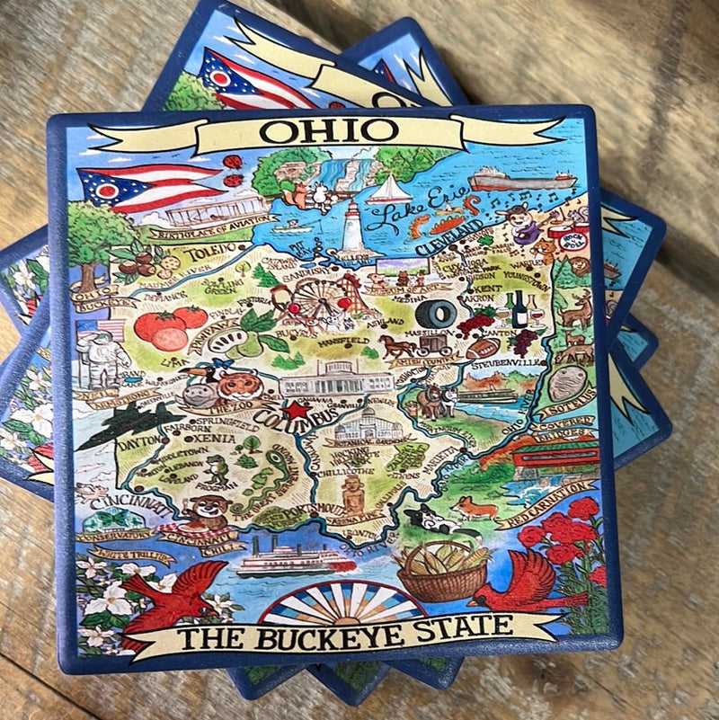 Set of 4 Ohio Coasters - The Flag Lady