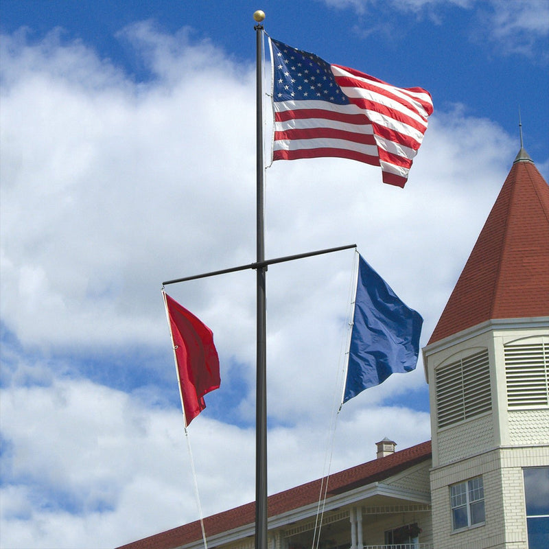 Single Mast Nautical Flagpole with Yardarm - The Flag Lady