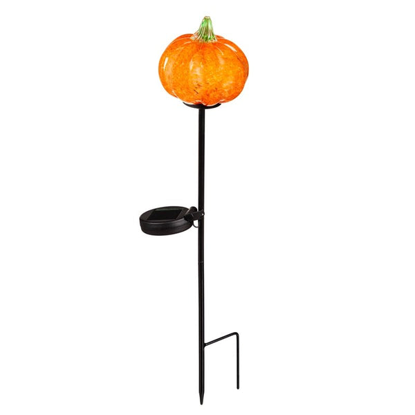 Solar Powered Glass Pumpkin Garden Stake - The Flag Lady