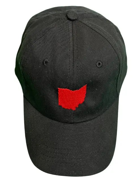 Solid Ohio Dad Hat Black W/ Red Ohio - The Flag Lady