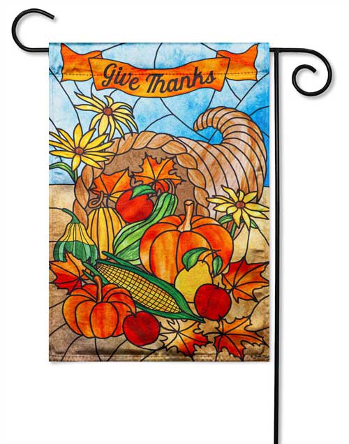 Stained Glass Cornucopia Lustre Garden Flag - The Flag Lady