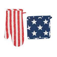 Stars and Stripes Pot Holder and Over Mitt Set - The Flag Lady